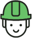 Icon drawing of man with a green hardhat