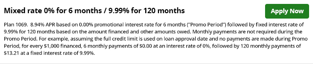 1069 - Mixed Rate 0% for 6 Months Followed by 9.99% for 120 Months
