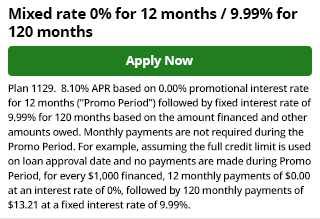 1129 - Mixed Rate 0% for 12 Months Followed by 9.99% for 120 Months