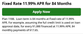 1188 - Reduced Rate 11.99% for 84 Months