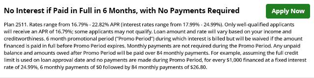 2511 - No Interest if Paid in Full in 6 Months
