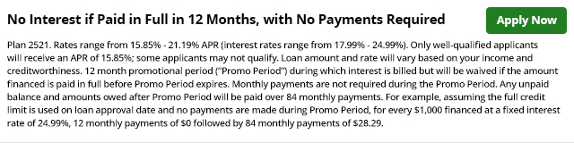 2521 - 12 Months No Interest, No Payments - (84 Principal Pmts)