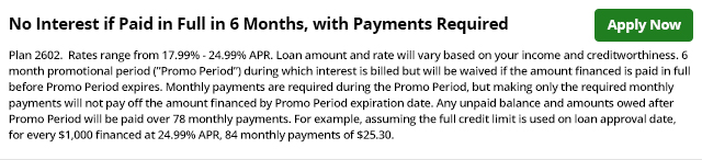 2602 - 6 Months No Interest, with Payments (84 months) - (78 Principal Pmts)