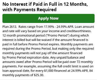 2613 - No Interest if Paid in Full in 12 Months