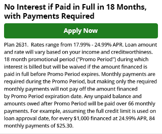 2631 - 18 Months No Interest, with Payments (84 months) - (66 Principal Pmts)