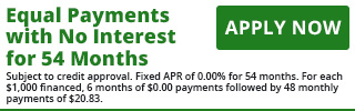 2774 - Equal Payments, 0% for 54 Months