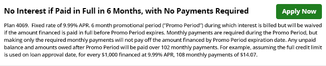 4069 - No Interest if Paid in Full within 6 Months