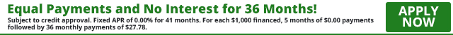 6036 - Equal Payments, 0% for 36 Months