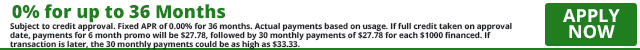 0% financing for up to 36 months with payment details for Barker Heating & Cooling services, encouraging online application for HVAC financing options.