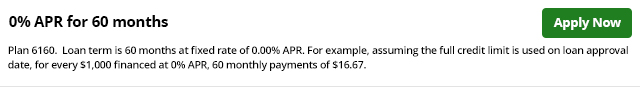 6160 - Equal Payments, 0% for 60 Months